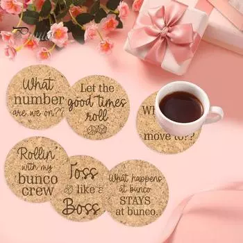 6 шт. деревянных подставок, пробковая подставка для напитков, впитывающая, термостойкая, подставка для чая/кофе, классические пробковые коврики для напитков, креативный подарок для друзей 6pcs