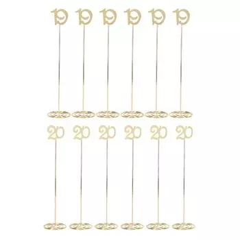 6 шт. держателей для номеров столов, инновационные милые держатели для карточек с гальваническим покрытием из металла для свадеб и вечеринок Number 19