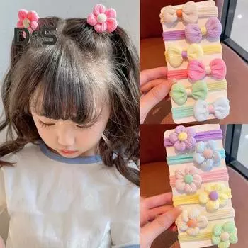 6 шт., детские аксессуары для волос, удобные, устойчивые к взлому, высокоэластичные, не повреждающие ткань, резинки для волос с цветочным бантом и бантом, детская поставка Small Butterfly