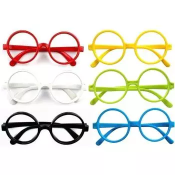 6 шт. Детские поддельные очки Nerd без линз в маленькой оправе, круглые очки, костюм для ролевых игр (Возраст 3-10 лет) чёрный