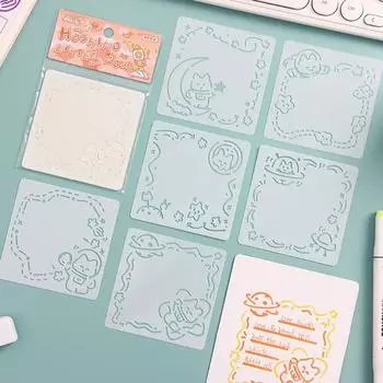 6 шт. Детские трафареты с рисунком животных из мультфильмов, шаблон для рисования, тетрадь, граффити, школьные принадлежности для школьников