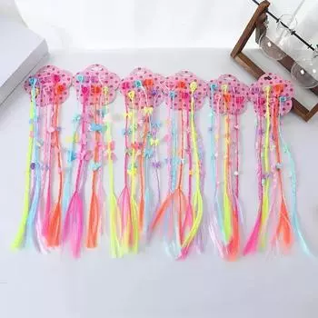 6 шт., детский парик для девочек конфетного цвета, косичка, коготь для волос, милая заколка для волос в виде бабочки и банта в стиле сердца, детский головной убор для укладки волос