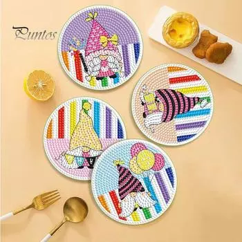 6 шт. DIY алмазные художественные подставки повышают креативность, уменьшают стресс, развивают терпение, мультяшные гномы, куклы, узор, подставки Sets