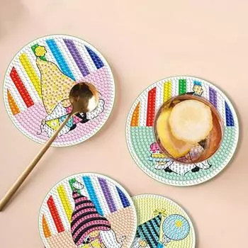 6 шт. DIY алмазные художественные подставки повышают креативность, уменьшают стресс, развивают терпение, мультяшные гномы, куклы, узор, подставки