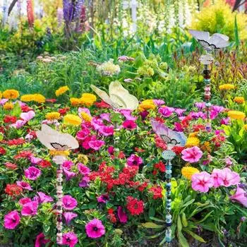 6 шт. DIY бусин садовые колья волшебная палочка бусин садовые колья набор для изготовления бабочка бусин волшебная палочка волшебные садовые аксессуары подарок для детей