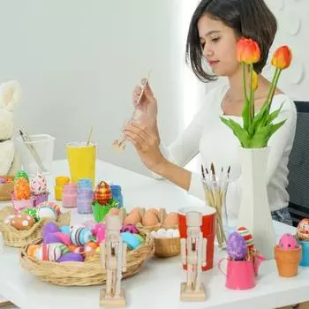 6 шт. DIY Фигурка Щелкунчика Незаконченные деревянные солдатики с кисточками Краски 4.7 Рождественская фигурка Щелкунчика Солдат для DIY Покраска Домашний декор 6pcs