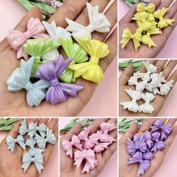 6 шт. DIY фурнитура для ручной работы с большим бантом, бисером, ожерельем, браслетом, изготовлением ювелирных изделий, свободные бусины 32,3*36,6 мм, акриловые аксессуары с бантом жёлтый