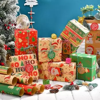 6 шт. DIY утолщенная 50*70 см смешанный стиль рождественская подарочная упаковочная бумага крафт-бумага рождественские элементы