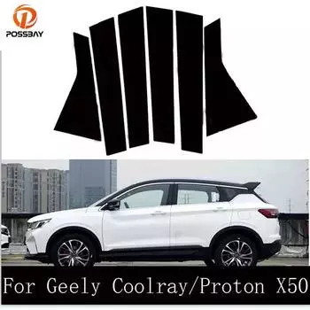 6 шт. для Geely Coolray Proton X50 2019-2023, автомобильные оконные стойки, дверные накладки, наклейки, авто внешние детали