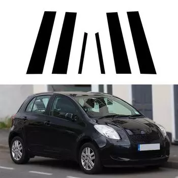 6 шт. для Toyota Yaris XP90 5-дверный хэтчбек 2006-2011 гг., стойки для окон и дверей, накладка на молдинг, наклейки