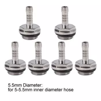 6 шт., двухконтактный фитинг для водяного охлаждения ПК, резьбовой соединитель G14 для трубки 5,5 мм