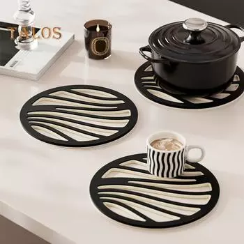 6 шт., двухслойная теплоизоляционная прокладка, противоскользящая, противоскользящая, легко моется, набор подставок для обеденного стола Round