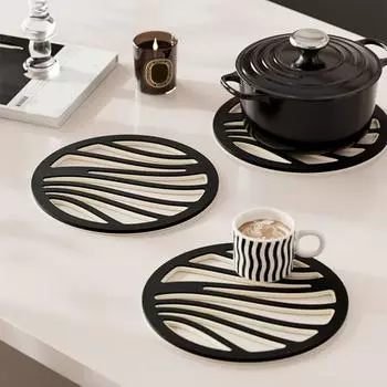 6 шт., двухслойная теплоизоляционная прокладка, противоскользящая, противоскользящая, легко моется, набор подставок для обеденного стола Round