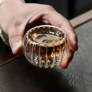 6 шт. двухслойных стеклянных чашек для чая, прозрачная посуда в стиле тыквы, кружка для кофе, молока, воды, многоцелевая чашка, кухонные принадлежности 50ml чёрный