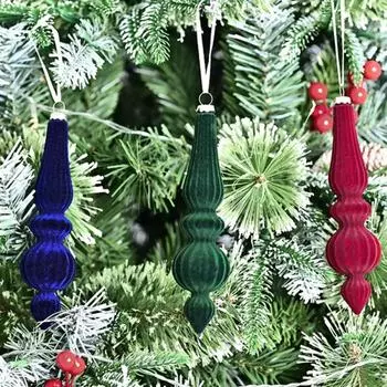 6 шт. флокированных рождественских шаров неправильной формы, небьющиеся рождественские шары, легкие праздничные подвесные украшения для рождественской елки, домашний декор