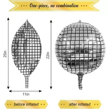 6 шт. фольгированных шаров для дискотеки, металлические серебристые 4D шары для украшения вечеринки в стиле диско, дня рождения, свадьбы, девичника, вечеринки, принадлежностей 22inch