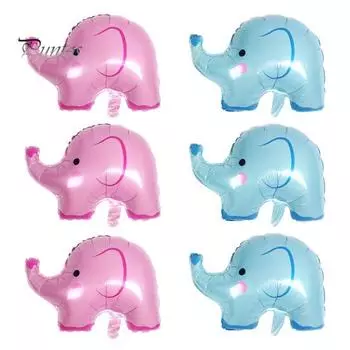 6 шт. фольгированных воздушных шаров в виде слона, надувные мультяшные воздушные шары из алюминиевой пленки в виде слона, тематические вечеринки в виде животных для детского дня рождения 6pcs синий