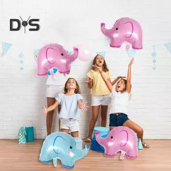 6 шт. фольгированных воздушных шаров в виде слона, надувные мультяшные воздушные шары из алюминиевой пленки в виде слона, тематические вечеринки в виде животных для детского дня рождения 6pcs синий