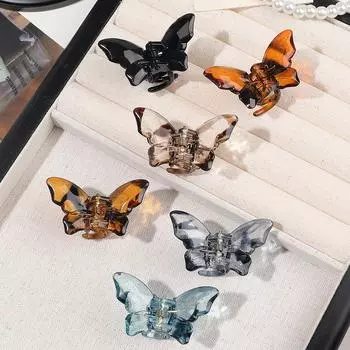 6 шт. французских заколок-крабов для волос в виде бабочек, маленьких заколок для волос в виде леопарда, заколок-бантов в виде черепахи, аксессуаров для волос для женщин и девочек