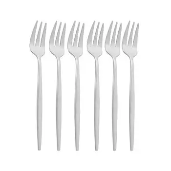 6 шт. фруктовая вилка, роскошная плоская ручка из нержавеющей стали, розовое золото, матовые вилки для торта, прекрасная мини-вилка, используемая для торта в ресторане, вилка для вечеринок золотой