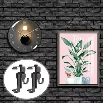 6 шт. фурнитура, крючки для кирпича, без дрели, нержавеющая сталь, отличная несущая способность, противоскользящие, наружные изображения, табличка, часы, подвесные вешалки для кирпича, зажимы для кирпича 6pcs чёрный