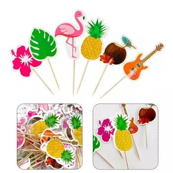 6 шт. Гавайские фламинго тропические растения вставка для торта украшение свадебная годовщина вечеринка тема летнее украшение