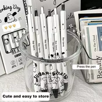 6 шт. гелевая ручка, удобная ручка, пресс-тип, студенческая ручка, гладкая ручка для письма, милая канцелярская ручка для дома, школы A