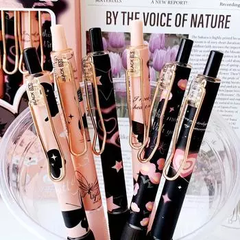 6 шт. гелевых ручек с рисунком милой бабочки, новогодний подарок, шариковые ручки с кнопочным механизмом 0,5 мм