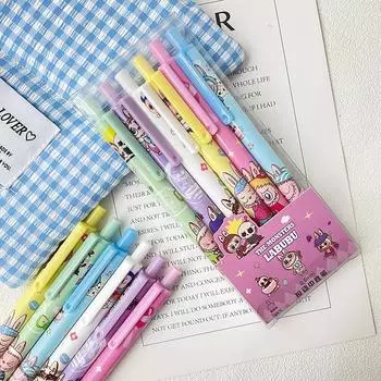 6 шт. гелевых ручек с рисунком, милые ручки для письма, быстросохнущие ручки, креативные ручки для нажатия, нейтральные ручки, канцелярские принадлежности для школьников