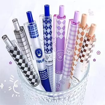 6 шт. гелевых ручек с выдвижным стержнем 0,5 мм, шариковые ручки с черными быстросохнущими чернилами, подходят для школ, офисов и канцелярских принадлежностей Kawaii