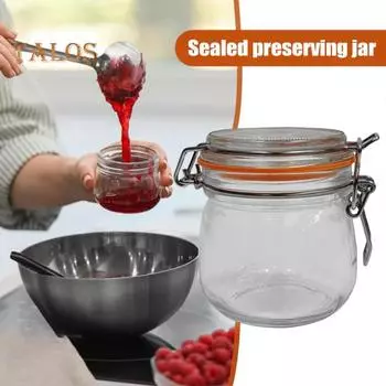 6 шт. герметичных банок для хранения пищевых продуктов без BPA, можно мыть в посудомоечной машине, прозрачные банки для варенья, стеклянные контейнеры оранжевый