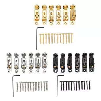 6 шт. гитарное седло для бриджа, металлическое, регулируемое по высоте, 3, 4, 5, 6, 7 струн, электрогитара, седло для бриджа Black
