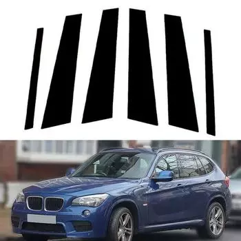 6 шт., глянцевые черные автомобильные стойки, накладки на двери, окна, наклейки, аксессуары, пригодные для BMW X1 E84 2010-2015