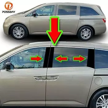 6 шт. глянцевые черные наклейки на стойки автомобиля, пригодные для Honda Odyssey 2018 2019 2020 2021 2022 чёрный