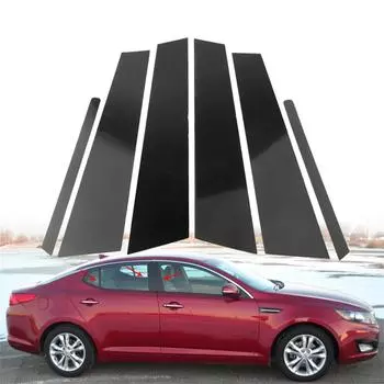 6 шт. глянцевые черные стойки для дверей и окон, подходящие для KIA Optima 2011-2015