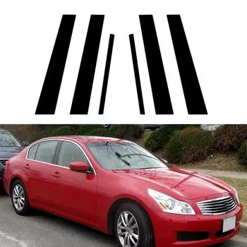 6 шт. глянцевые черные стойки для Infiniti G35 G37 2002-2013, отделка двери, окна, наклейки для укладки