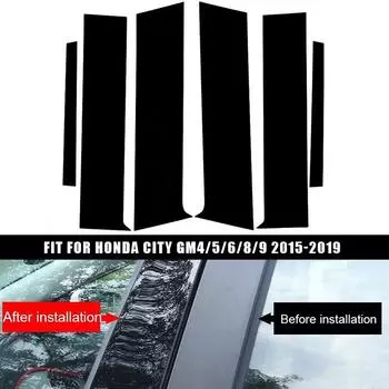 6 шт. глянцевый черный автомобильный оконный столбик дверные накладки чехол для Honda City 2015-2019 внешние детали аксессуары