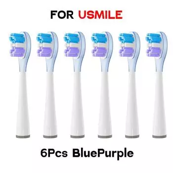 6 шт. головка зубной щетки подходит для электрической зубной щетки Usmile вакуумная упаковка выцветание щетины фиолетовый