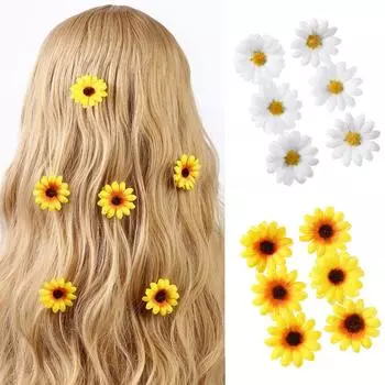 6 шт. головные уборы, заколки с маленьким цветком, милые заколки с ромашками сбоку, милые заколки для волос BB, женские заколки для волос