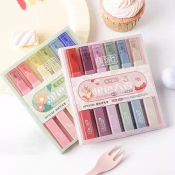 6 шт., хайлайтеры для защиты глаз, гладкая косая головка, новинка, цветная ароматная пастельная ручка для рисования для школы зелёный