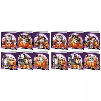 6 шт. Хэллоуин Кот DIY Алмазная картина Карта Алмазный рисунок Карта (IHK001)