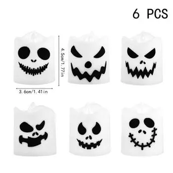 6 шт. Хэллоуин светодиодные призрачные свечи светящиеся лампы Хэллоуин вечеринка домашний бар украшения дом с привидениями ужас реквизит