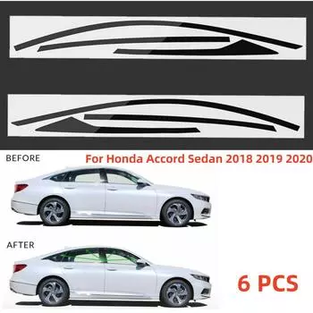 6 шт. хромированные затемняющие накладки на окна для Honda Accord 2018-2020, глянцевый черный