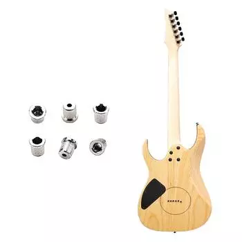 6 шт. хромированных гитарных струн, сквозные наконечники для корпуса, басовые струны, монтажные наконечники, детали электрогитары, прочные серебряный