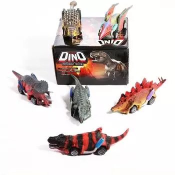 6 шт. игрушечных динозавров, заводные машинки, детские игрушки-динозавры, подходящие для детских игр с машинками-динозаврами 1