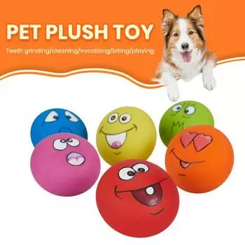 6 шт. игрушка для собак мультфильм улыбка лицо собака мяч игрушка устойчивость к укусам интерактивная латексная игрушка для жевания домашних животных товары для домашних животных 6pcs