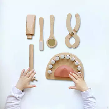 6 шт. Игрушки стоматолога для детей Развивающий игровой набор Симуляция Ролевая игра Деревянный набор доктора