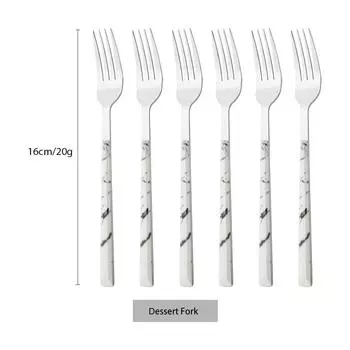 6 шт. имитация деревянной ручки, набор десертных вилок, вилка, столовая посуда, набор столовых приборов, посуда из нержавеющей стали, столовые приборы в западном стиле белый