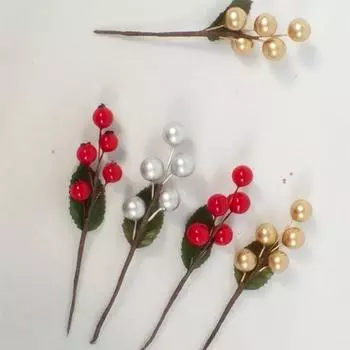 6 шт., имитация ягод, стропальщики с мотыгой «сделай сам», Rood Fruit Kerst Decoratie Rood Fruit Handgerolde Tak Kerst, аксессуары золотой