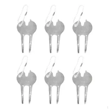 6 шт. Инструмент для ремонта ямок для гольфа Вилка для паттинг-грина из цинкового сплава Многоцелевой маркер для 8cmx1.5cmx2cm